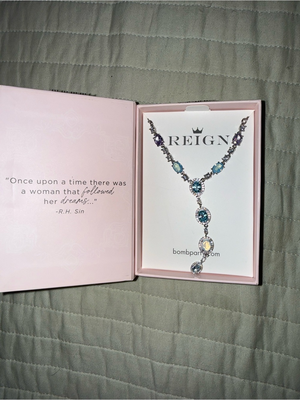 Reign Multi-Blue and Aqua Crystal Y Necklace